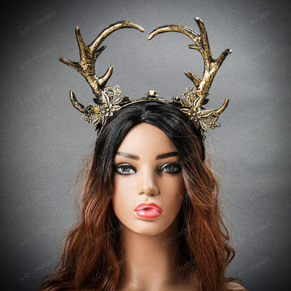 Antelope Devil Animal Deer Horn Headband - Gold - Picture 2 of 9